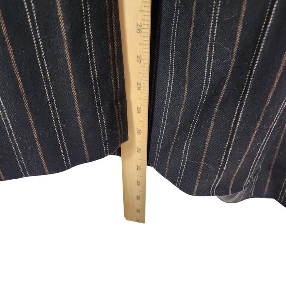 VINCE Pants‎ Womens 8 Black Brown Pinstripe Wide Leg Dress Trousers Work Wool - Picture 10 of 13
